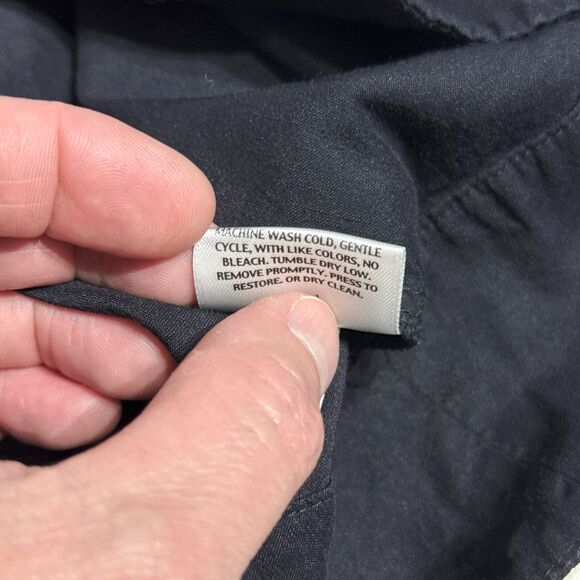 Eileen Fisher Navy Blue Stretch Linen Blend Ankle Cuffed Pants Women's Size S - Picture 5 of 8